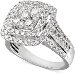 Diamond Halo Cluster Engagement Ring (2 ct. t.w.) in 14k White Gold