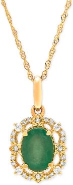 Emerald (3/4 ct. t.w.) & Diamond (1/10 ct. t.w.) 18" Pendant Necklace in 14k Gold