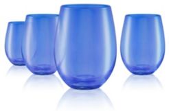 Set of 4 16oz. Luster Blue Stemless Glasses