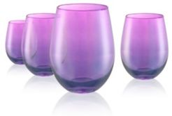 Set of 4 Luster Purple Stemless 16oz. Glasses