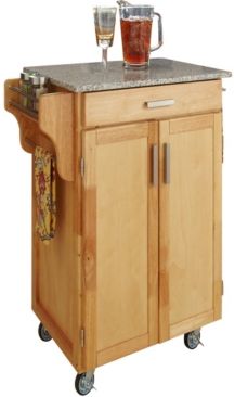 Cuisine Cart Natural Finish Salt and Pepper Granite Top