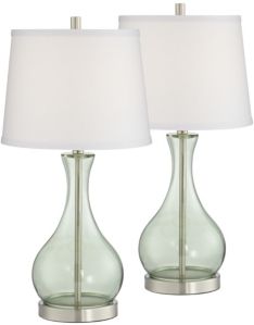 Green Glass Table Lamp - Set of 2