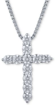 Macy's Star Signature Certified Diamond (1-1/2 ct. t.w.) Cross Pendant Necklace in 14k White Gold