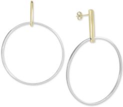 Two-Tone Drop Hoop Earrings in Sterling Silver & Gold-Plate