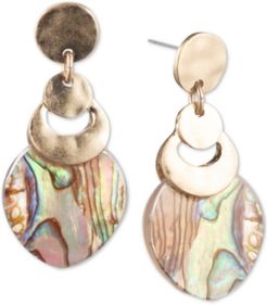 Gold-Tone Abalone-Look Medium Drop Earrings