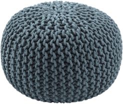 Visby Teal Textured Round Pouf