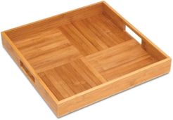 Wooden Bamboo Criss Cross Serving Tray with 2 Cutout Handles