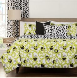 Full Circle Green Modern Reversible 6 Piece Full Size Luxury Duvet Set Bedding