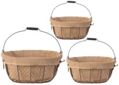 Joyce Baskets with Canvas Cloth, Oval, Set of 3