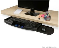 Under Desk Keyboard Holder with Closable Writing Utensil Compartment