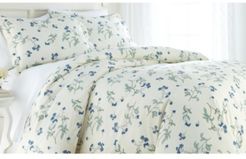 Forget Me Not Cotton Reversible 3 Piece Duvet Cover and Sham Set, King Bedding