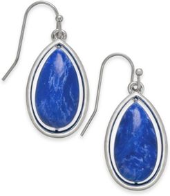 Silver-Tone Blue Stone Teardrop Earrings, Created for Macy's