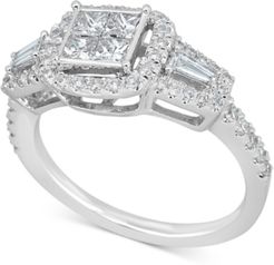 Diamond Cluster Engagement Ring (1 ct. t.w.) in 14k White Gold