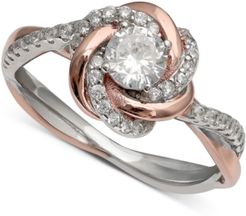 Cubic Zirconia Love Knot Ring in 18k Rose Gold Over Sterling Silver and Sterling Silver, Created for Macy's