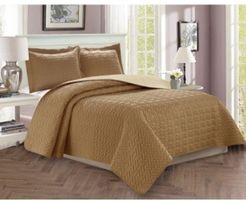Luxury 3-Piece Bedspread Coverlet Majestic Design Quilted Set with Shams - Full/Queen Bedding