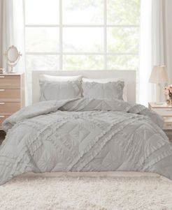 Kacie Full/Queen 3 Piece Solid Coverlet Set With Tufted Diamond Ruffles Bedding