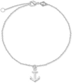 Anchor Charm Chain Ankle Bracelet in Sterling Silver