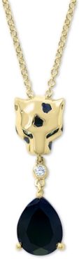 Effy Multi-Gemstone & Diamond Accent Panther Head 18" Pendant Necklace in 14k Gold