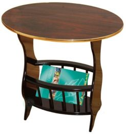 Oval Side Table with Magazine Holder