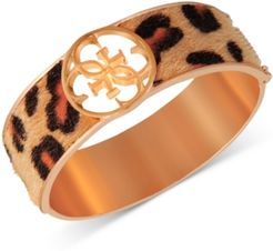 Gold-Tone Cheetah-Print Faux-Fur Animal Print Bangle Bracelet