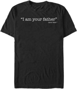 Classic I Am Your Father Darth Vader Quote Short Sleeve T-Shirt