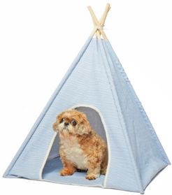 Canvas Stripe Pet Tee Pee with 4 Wooden Rods
