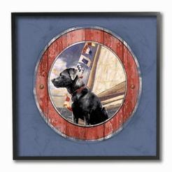 Seafaring Dog Framed Giclee Art, 12" x 12"