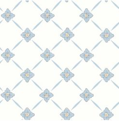 21" x 396" Line Light Geometric Floral Wallpaper