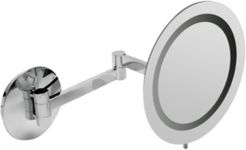 Polished Chrome Wall Mount Round 5x Magnifying Cosmetic Mirror with Light Bedding