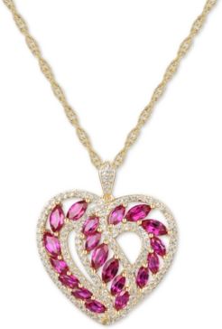 Certified Ruby (2-1/4 ct. t.w.) & Diamond (1/2 ct. t.w.) Heart 18" Pendant Necklace in 14k Gold