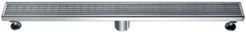 32" Modern Stainless Steel Linear Shower Drain with Groove Lines Bedding