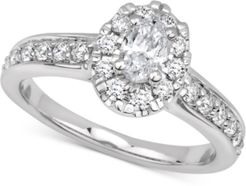 Gia Certified Diamond Oval Halo Engagement Ring (1 ct. t.w.) in 14k White Gold