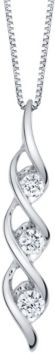 Diamond (1/4 ct. t.w.) Modern Three Stone Pendant in 14k White Gold