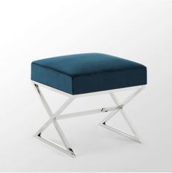 Aurora Velvet Ottoman with Metal X-Leg Frame