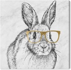 Bunny and Gold Glasses Canvas Art, 12" x 12"