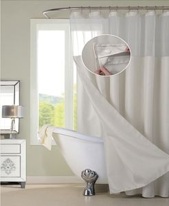 Waffle Complete Shower Curtain With Detachable Liner Bedding