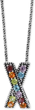 Effy Multi-Gemstone Crisscross 18" Pendant Necklace (1-5/8 ct. t.w.) in Sterling Silver