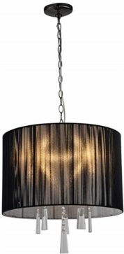 Modern, Comtemporary Elina 5-Light Crystal Chandelier with Threaded Silk Shade