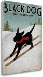 Black Dog Ski by Ryan Fowler Giclee Print on Gallery Wrap Canvas, 35" x 45"
