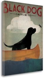 Black Dog Canoe by Ryan Fowler Giclee Print on Gallery Wrap Canvas, 18" x 23"