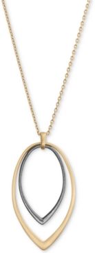 Two-Tone Double-Teardrop Pendant Necklace, 30" + 2" extender