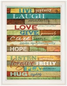 Live Joyfully by Marla Rae, Ready to hang Framed print, White Frame, 21" x 27"