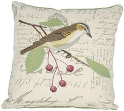 Avian Bird Emboridery Pillow Collection, 18" x 18"