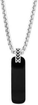 Effy Men's Onyx (33-1/2 x 10mm) Dog Tag 22" Pendant Necklace in Sterling Silver
