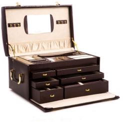 Croco Jewelry Chest with Multi Levels, 2 Removable Travel Cases, Mirror and Locking Clasps
