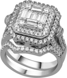 Composite Twin Set Diamond( 2 ct. t.w.) Ring in 14K White Gold
