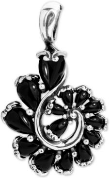 Black Agate Swirl Pendant in Sterling Silver