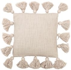 Square with Tassels Cotton Pillow