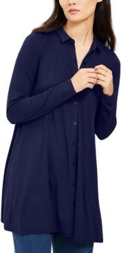 Point-Collar Button-Up Tunic, Created for Macy's