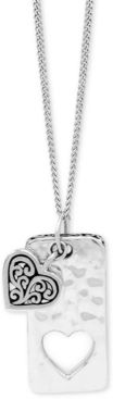 Heart & Dog Tag Pendant Necklace in Sterling Silver, 18" + 2" extender